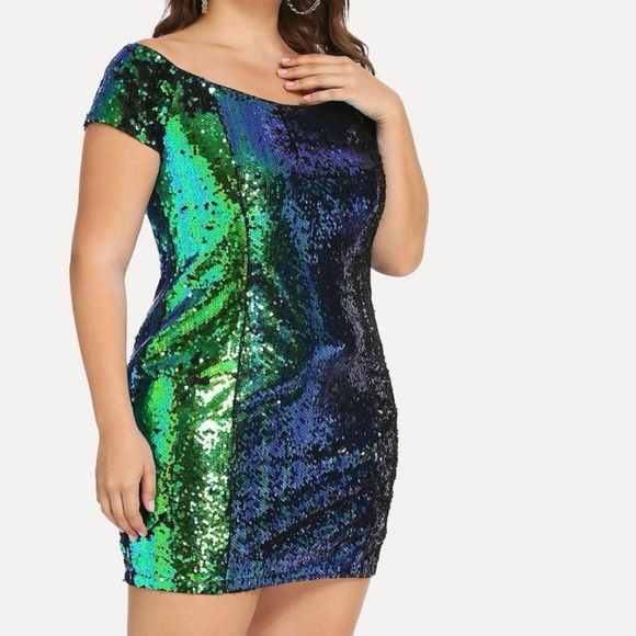 SHEIN iridescent sequin mini Dress party 2XL - Picture 1 of 13